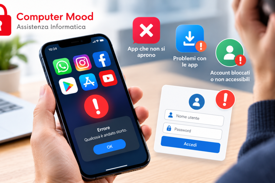 Problemi comuni con smartphone, app e account su Android e iPhone: assistenza software a Varese e provincia